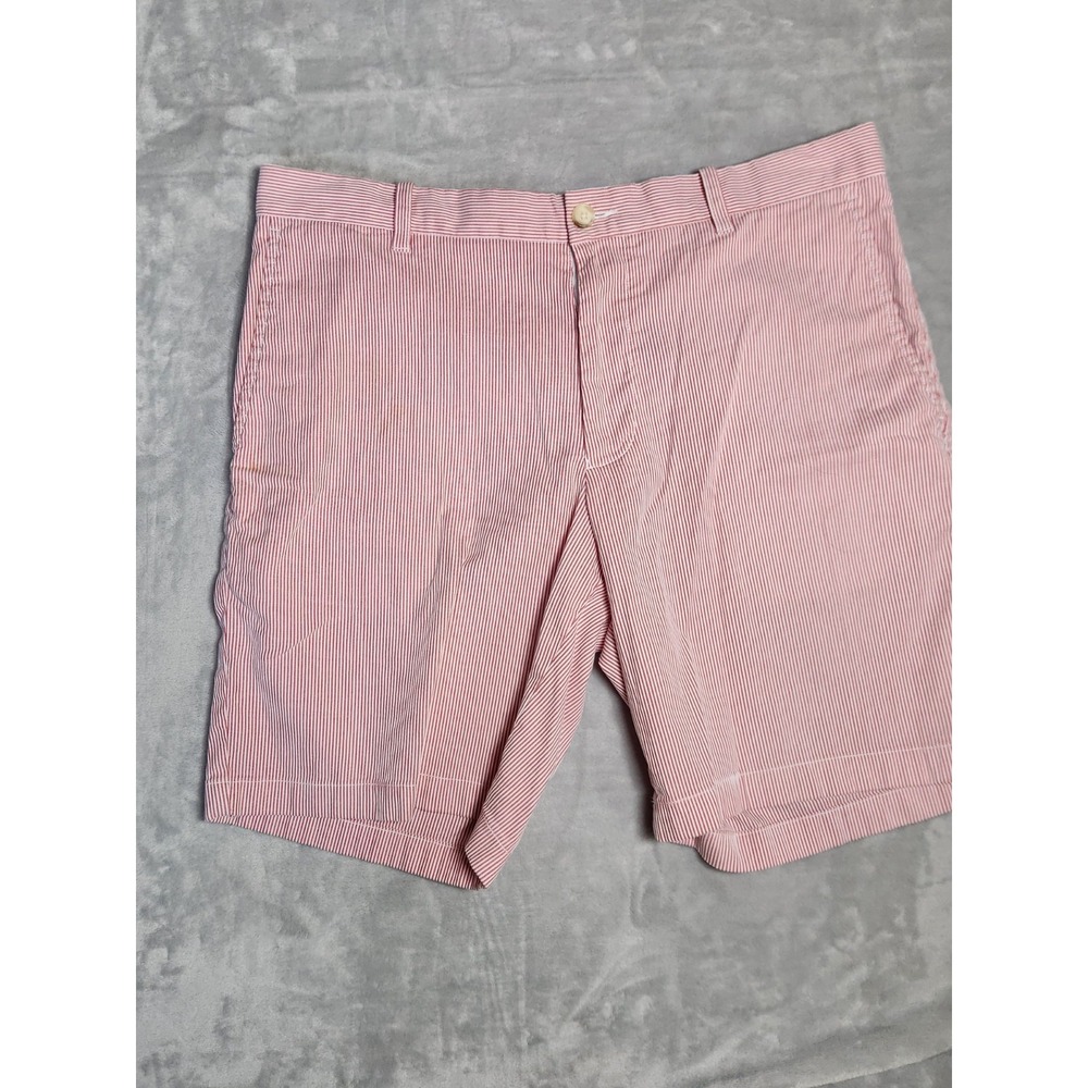 SOUTHERN TIDE Mens Charleston‎ Red Striped Seersucker Chino Shorts 36W